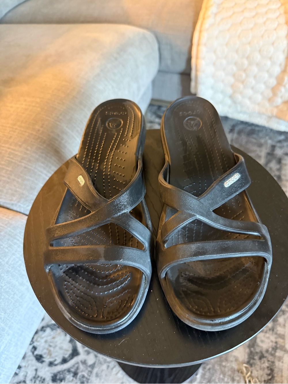 Crocs Patricia Women's Black Slide Sandals - Cushioned Cross-Strap Comfort W 10